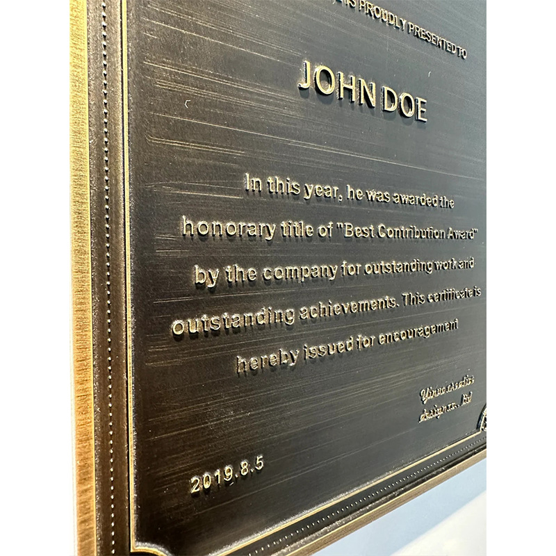 Customized copper and aluminum engraving plaque with three-dimensional characters